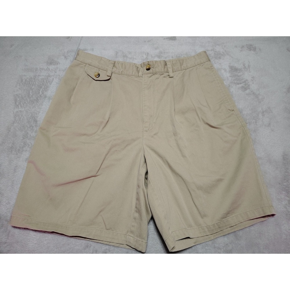 Nautica Shorts Men 34/8 Beige Pleated Khaki Classic Preppy College City